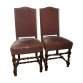 Pair of chairs in Velvet Louis XIII style