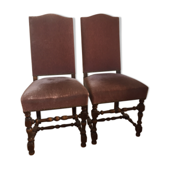 Pair of chairs in Velvet Louis XIII style