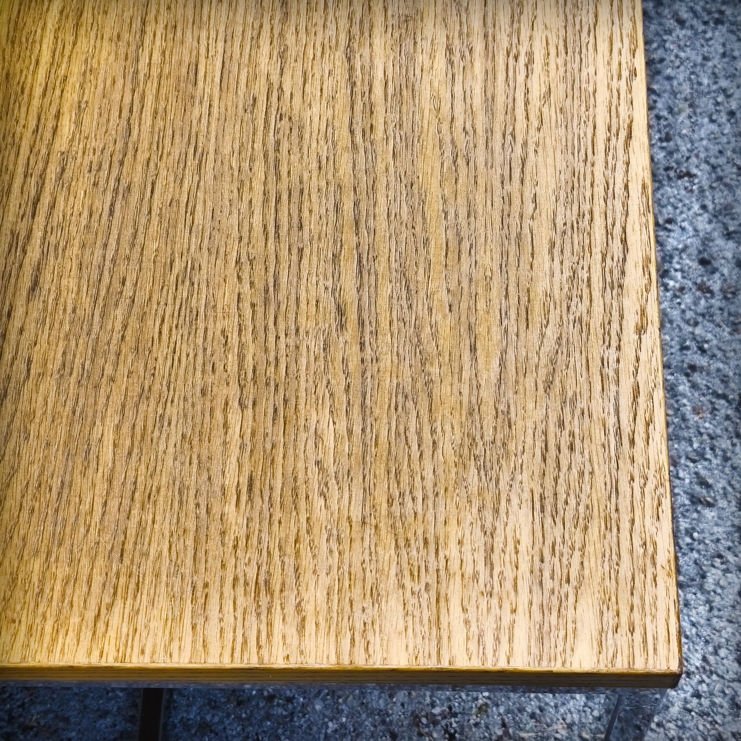 XXL coffee table in oak and chrome steel