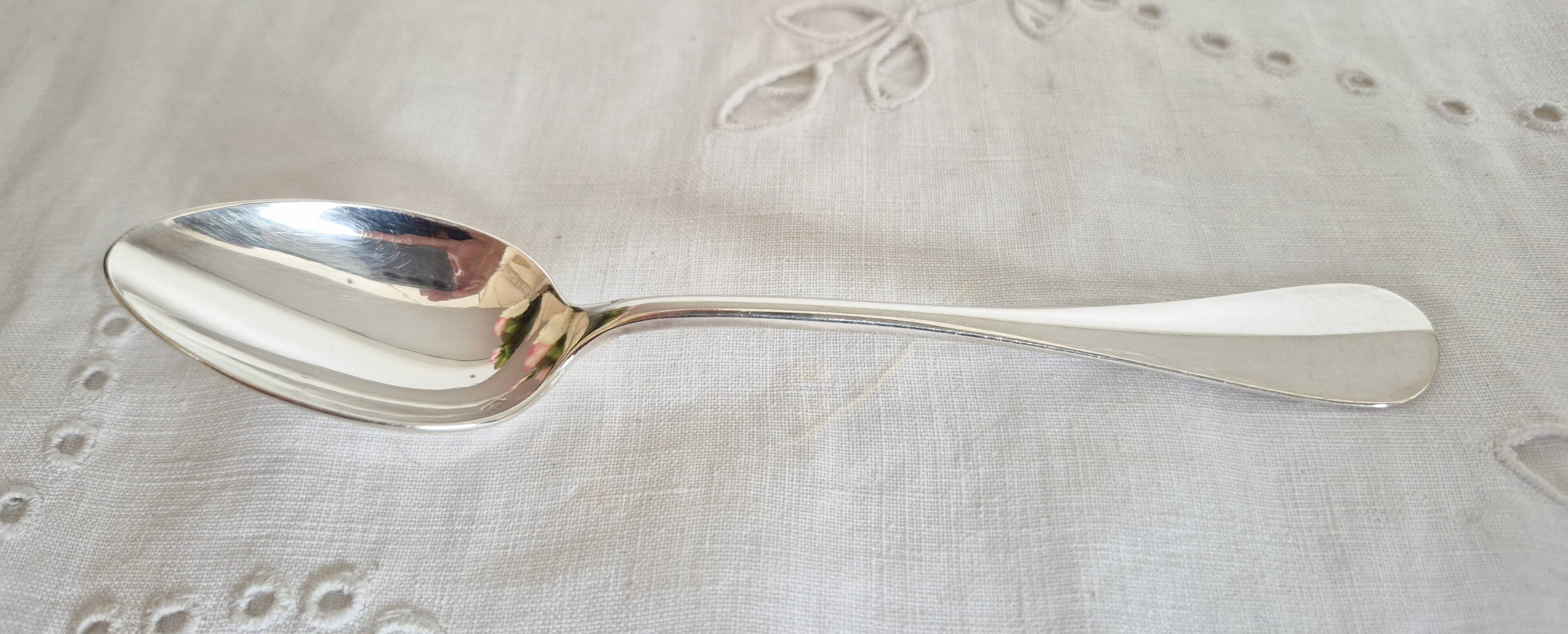 Silver dessert or coffee spoons, "Boulenger", Baguette pattern
