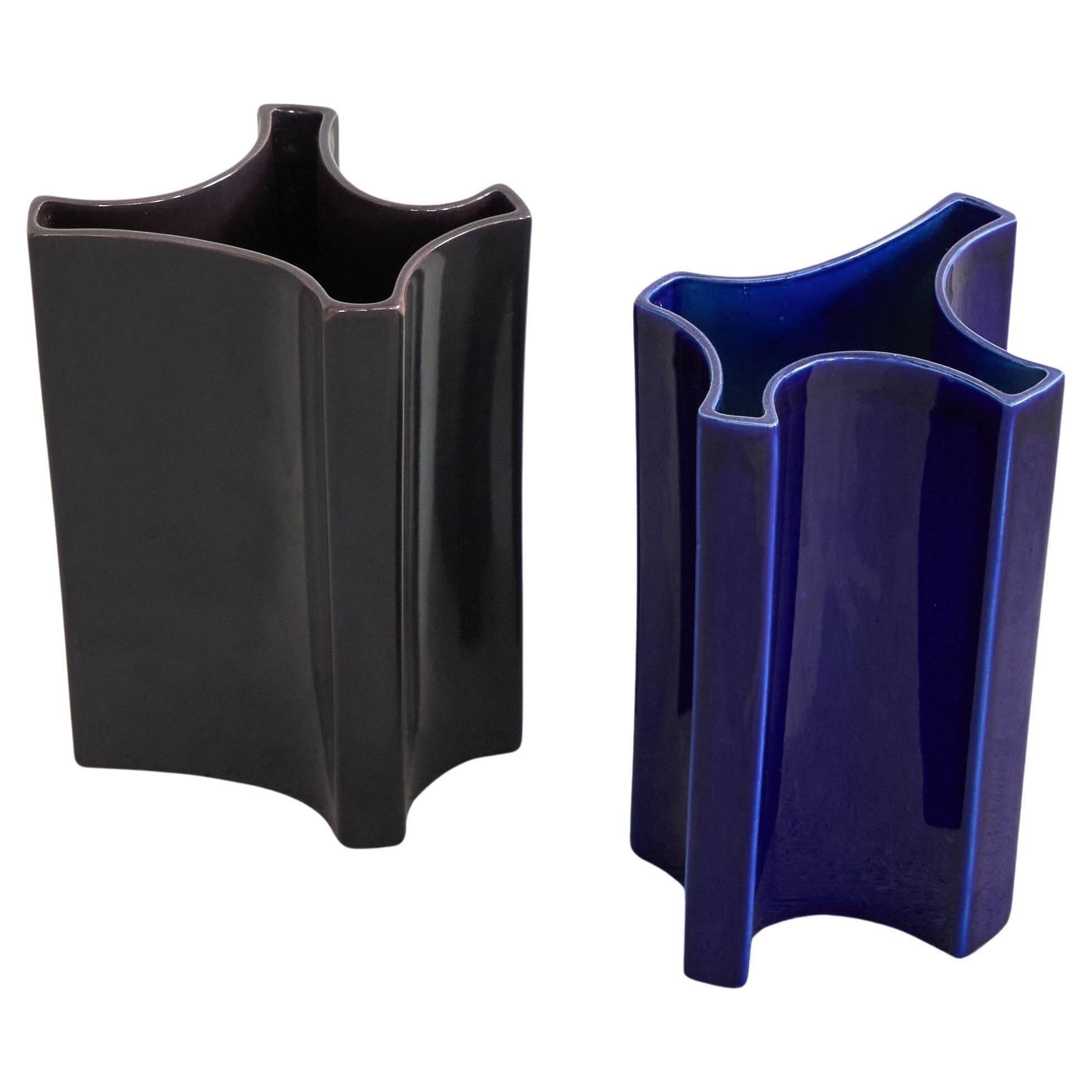 Angelo Mangiarotti, pair of mid-century vases for Fratelli Brambilla, 1960s