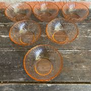 6 vintage pink moulded glass bowls arcoroc rosaline