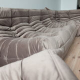 Togo set in pink velvet model designed by Michel Ducaroy 1973