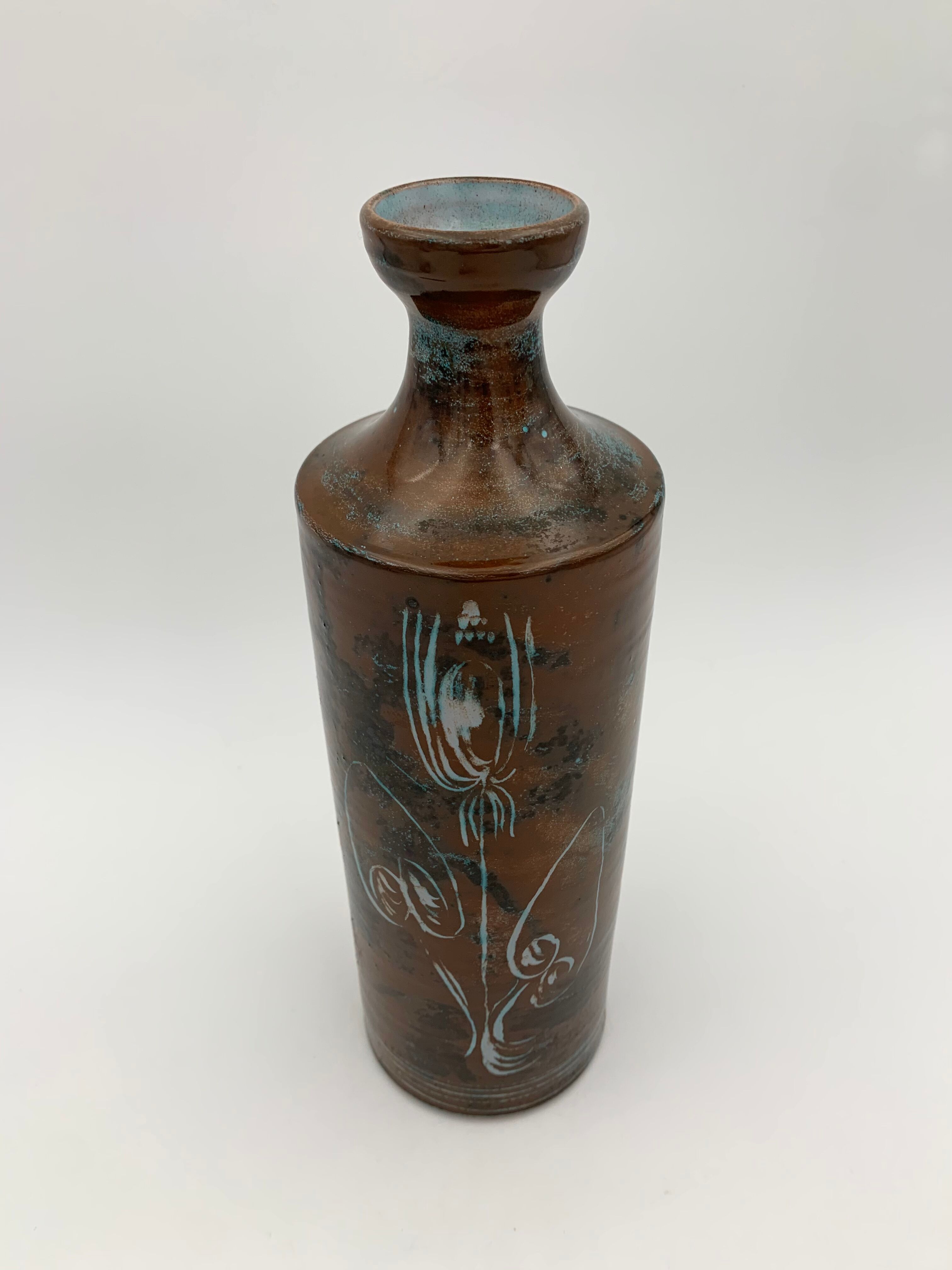 Vintage glazed terracotta ceramic, signed Yvon Roy, Ateliers Montgolfier - 1960s