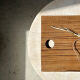 Rounded rectangular monoxyl teak cutting or presentation board L:34
