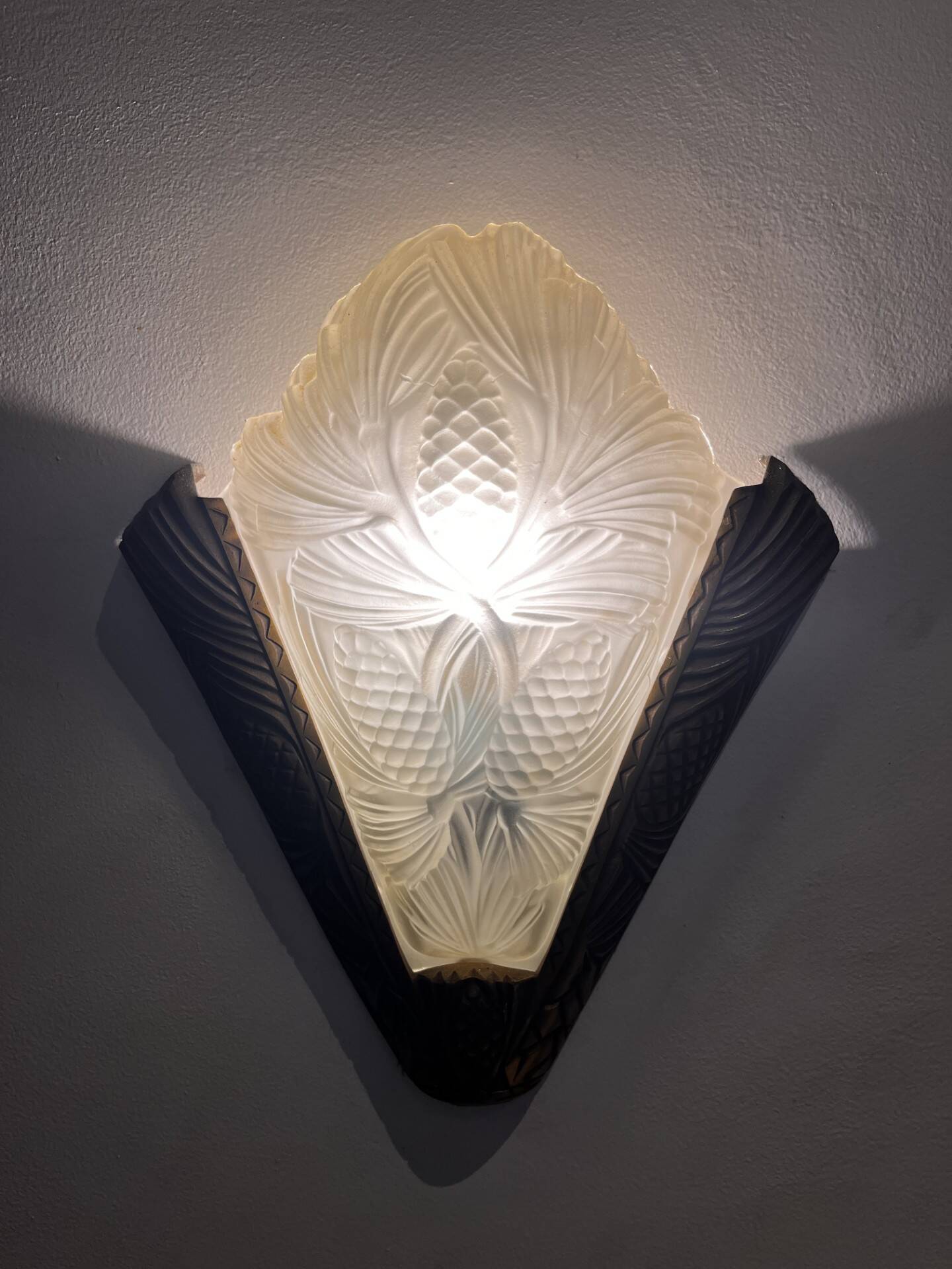 Brass and opaline wall light