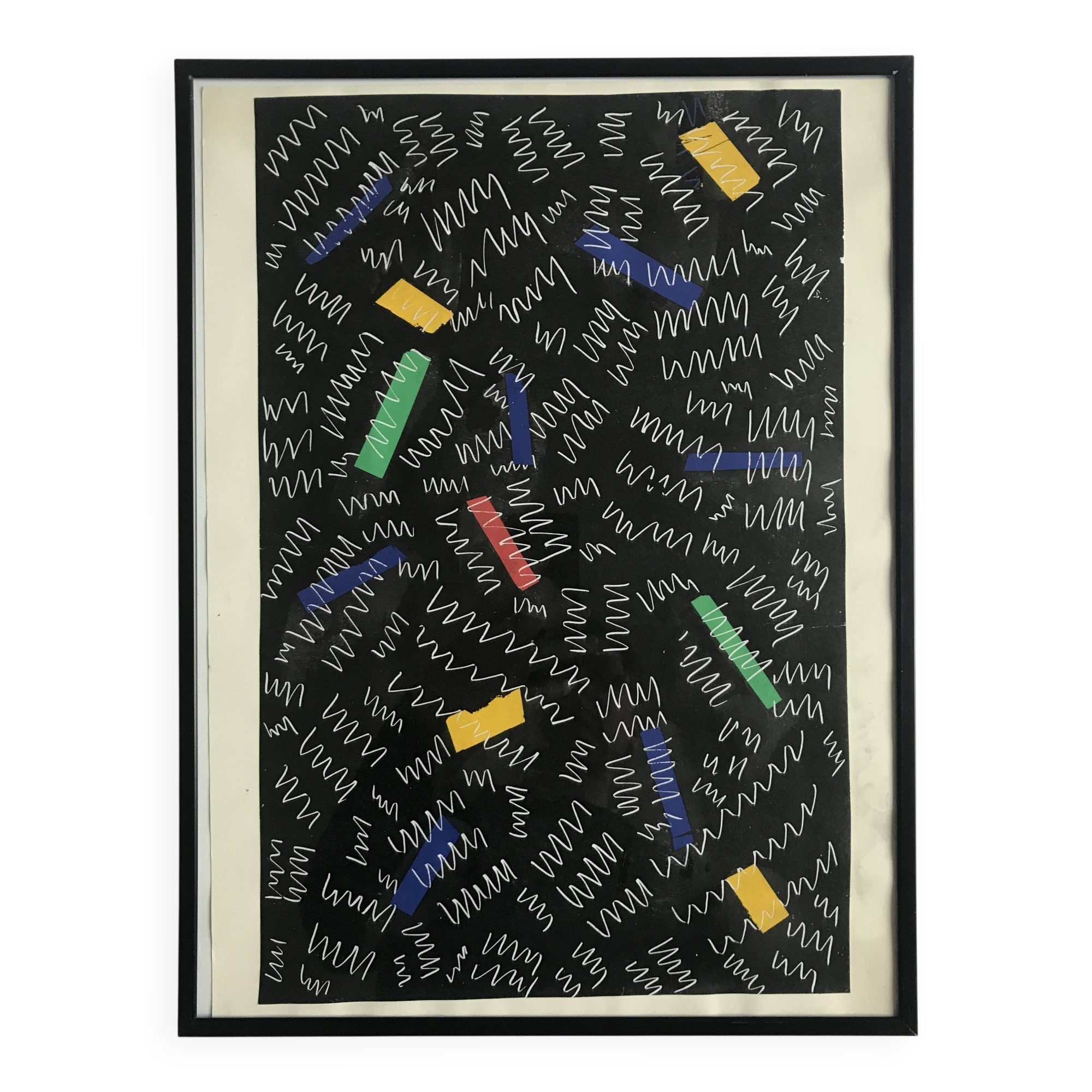Elie Dayan, Untitled (abstract motif). Mixed media on paper.
