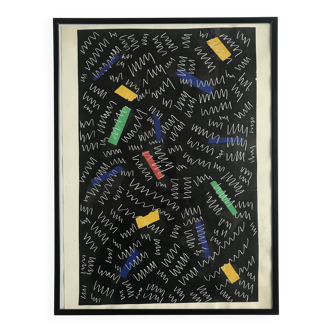 Elie Dayan, Untitled (abstract motif). Mixed media on paper.