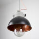 Vintage dark blueberry blue small industrial hanging light from TEP