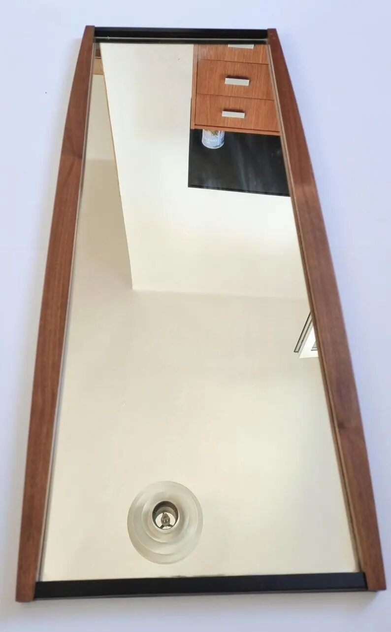 Midcentury Long Teak Wall Mirror, Denmark, 1960s