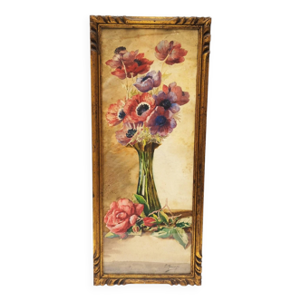 Watercolor bouquet of vintage Paul Marengo anemones