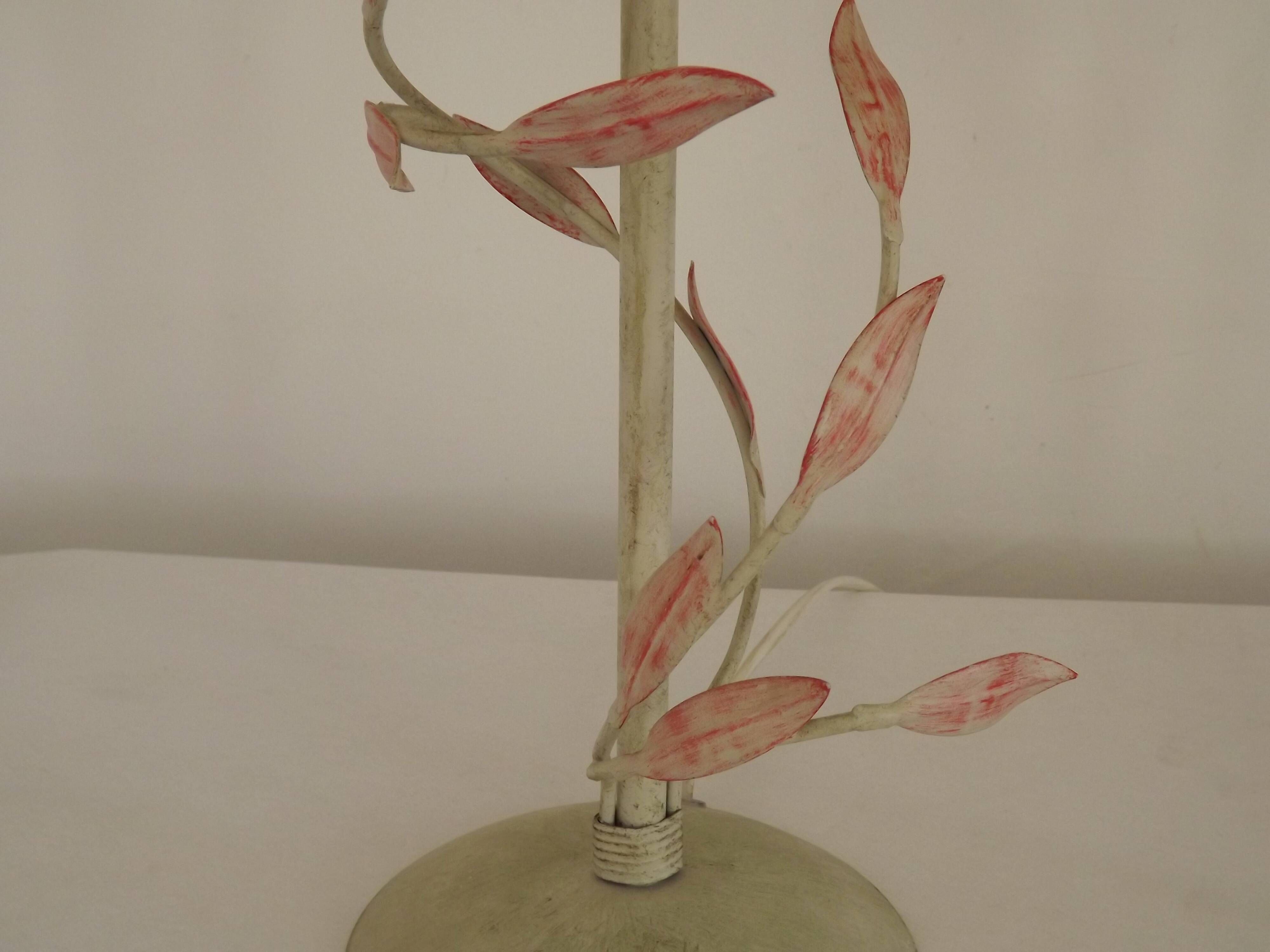Pair Of French Vintage Metal Table Lamps With Scrolling Leaf Detail