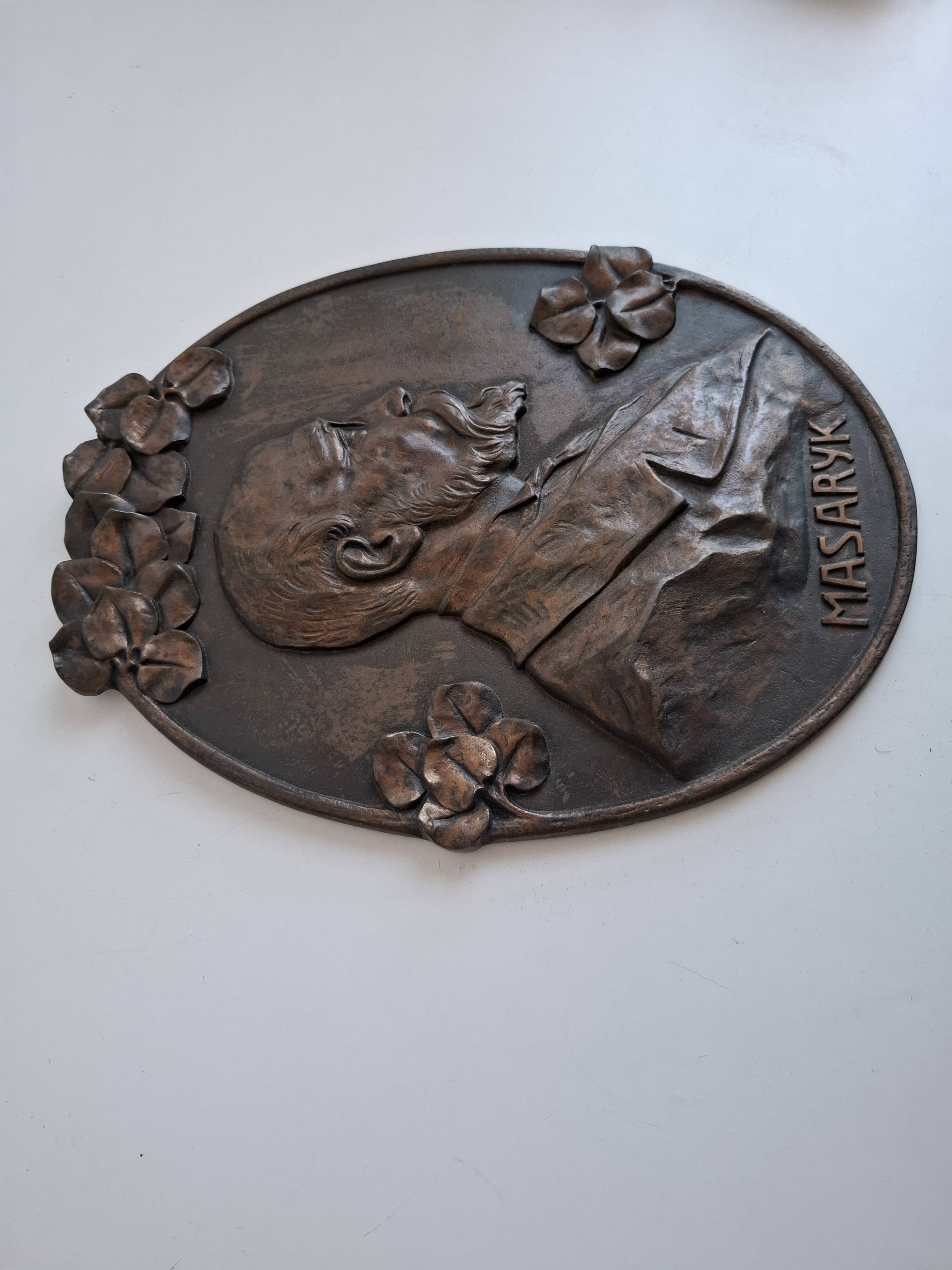 Plaque murale Art Déco T. G. Masaryk 1920, Tchécoslovaquie