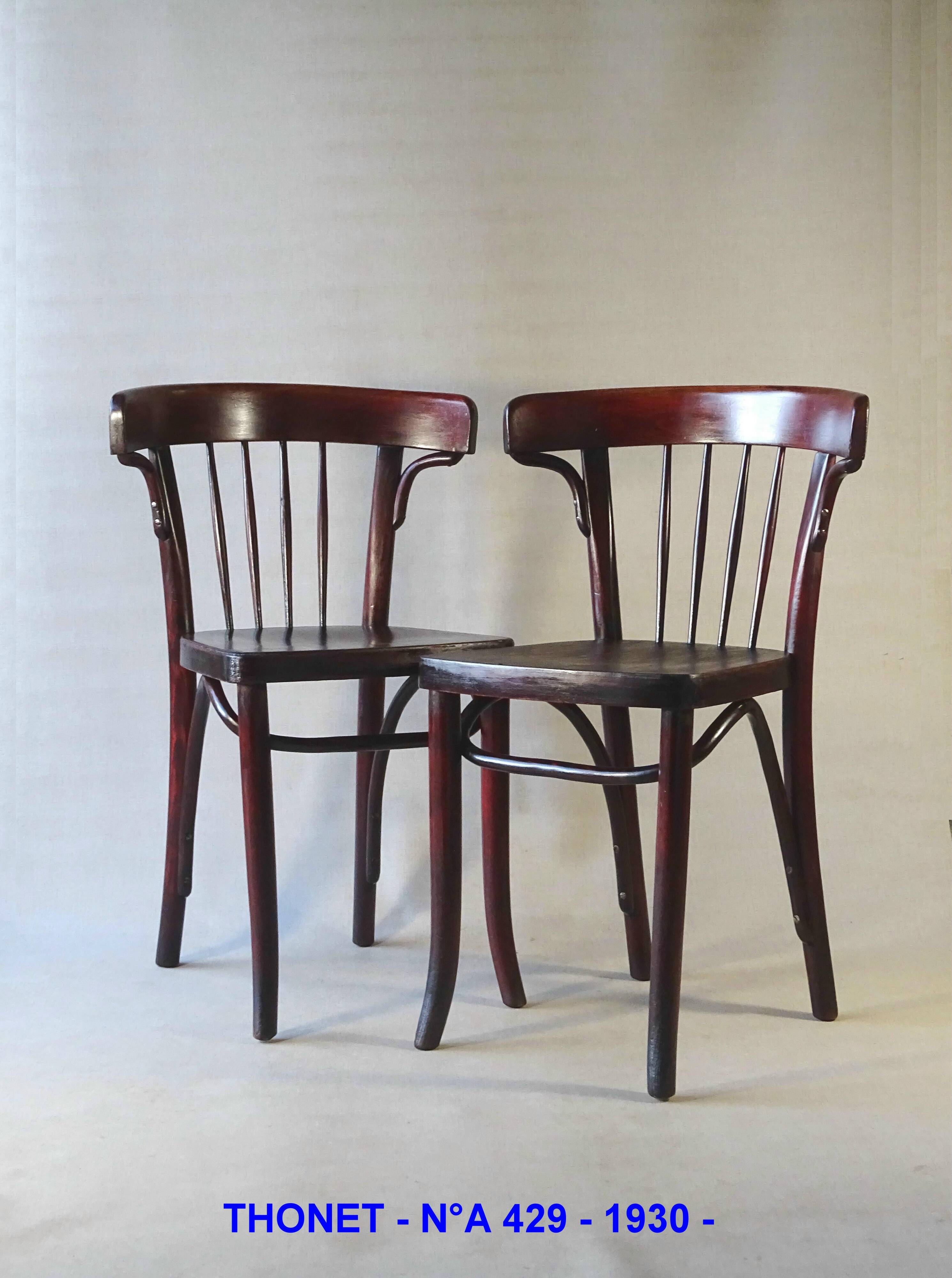 Two Art Deco Thonet bistro chairs, Model A 429.