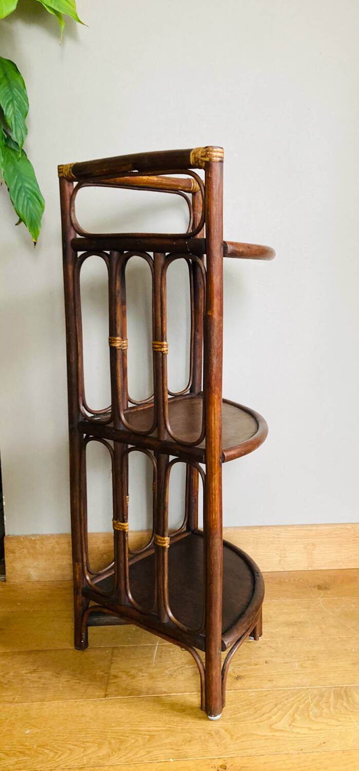 Vintage bamboo and rattan corner shelf 1960s/70s