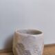 Faceted ceramic cup, handcrafted stoneware, turned, pale yellow enamel