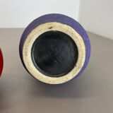 Set of Two Pottery Fat Lava Vases "Purple-Red" by Jopeko, Germany, 1970s