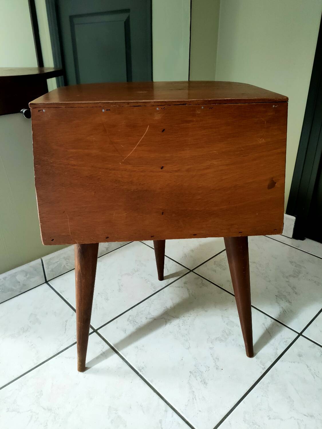 Vintage oak tripod bedside table