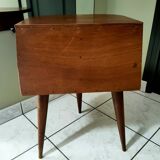 Vintage oak tripod bedside table