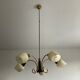Art deco chandelier 6fires in brass, black metal and opaline