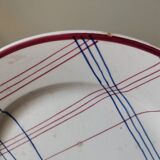 Large vintage Gien dish model Brigitte France hand painted gingham tile pattern