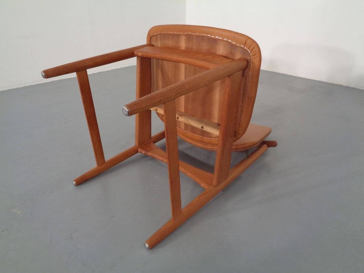Teak and brass side chair by Arne Hovmand-Olsen for Mogens Kold, 1950s