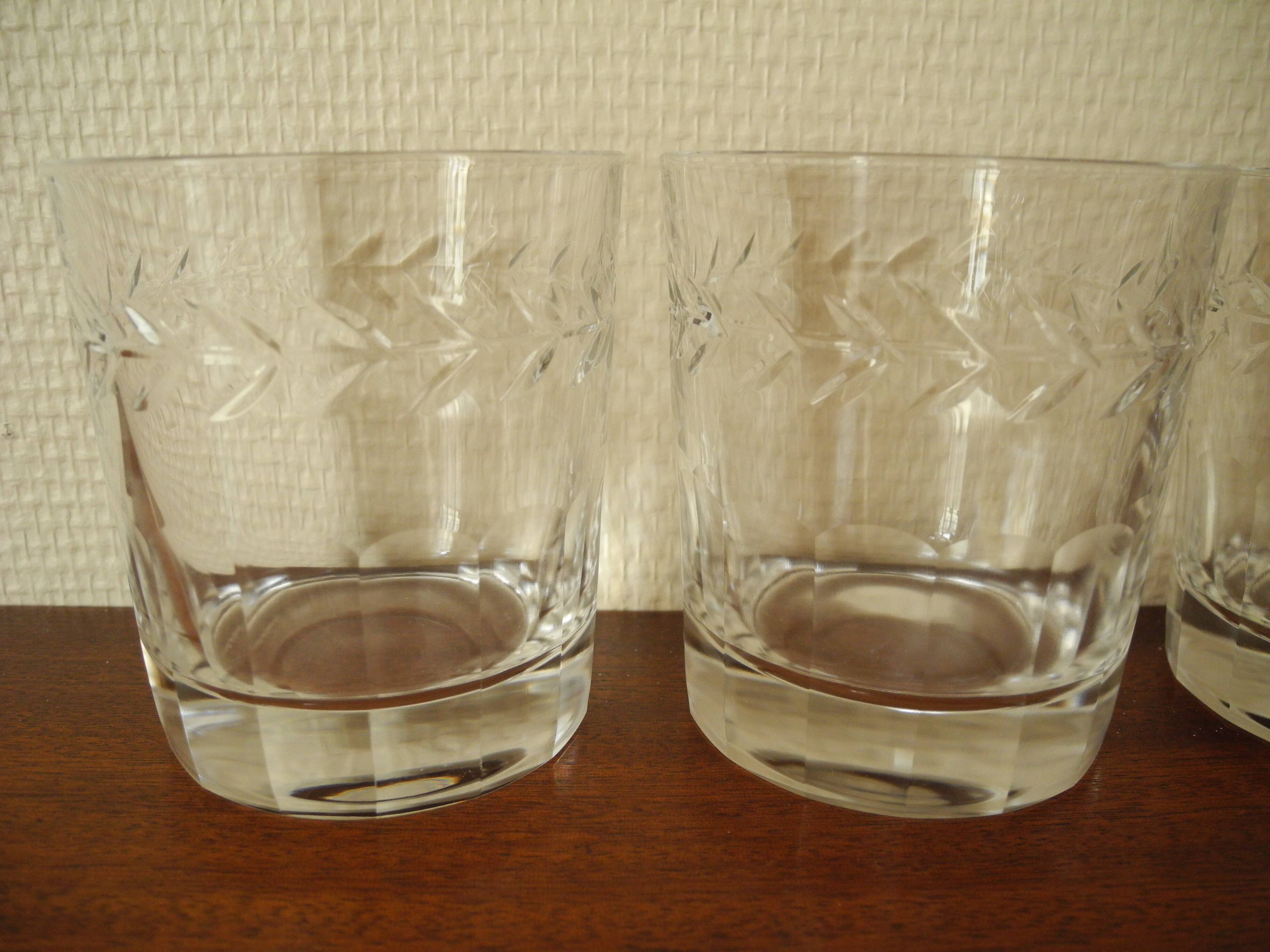 6 Lorraine crystal whiskey glasses vintage French crystal glasses service