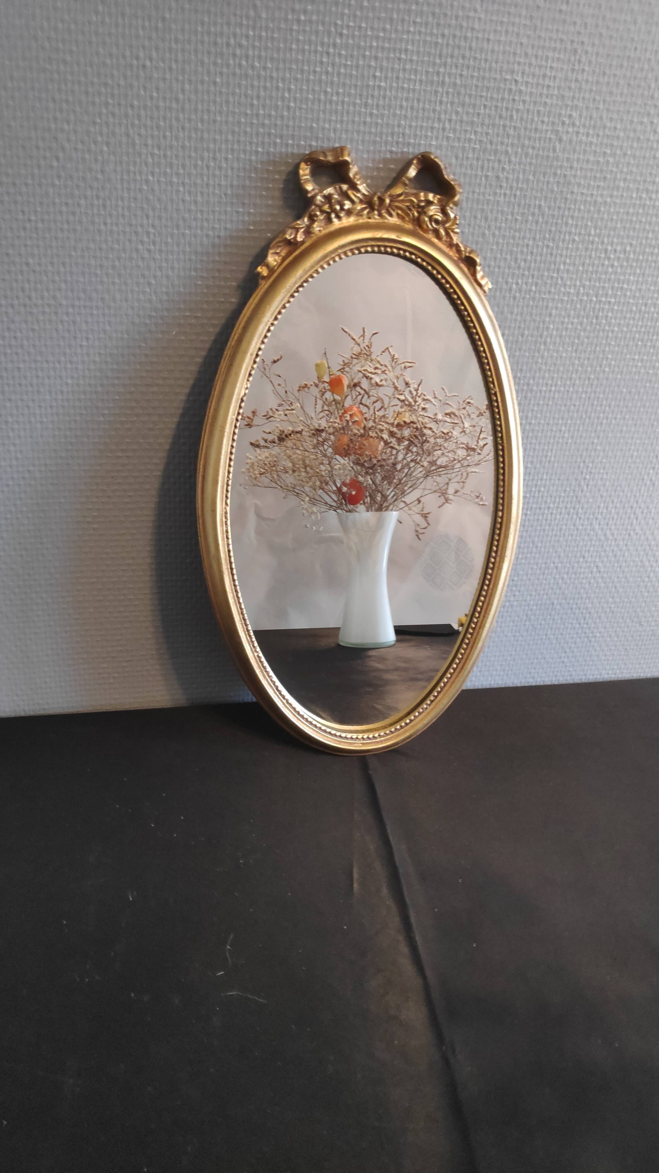 Louis XVI oval mirror gilded wood 43x23cm