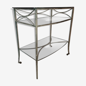 Wrought iron and glass console