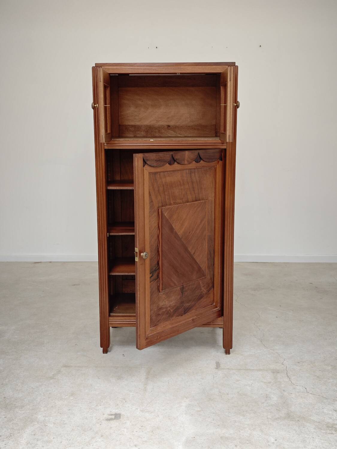 Antique wooden gramophone sideboard Art Deco France 1950