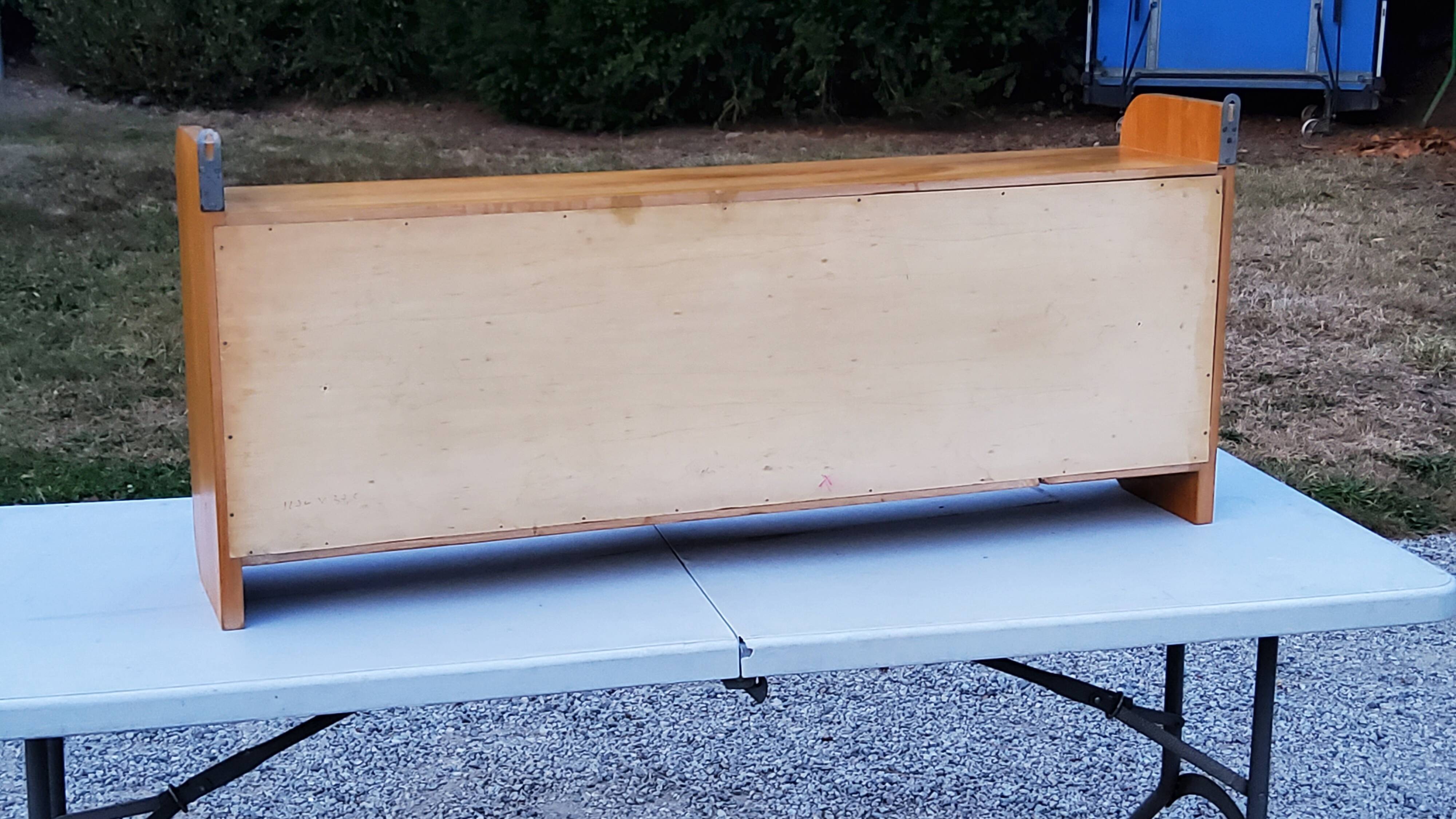 Double wall shelf in solid blond oak from the 1950s