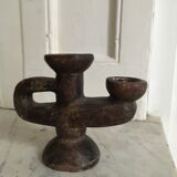 African vintage wood candlestick