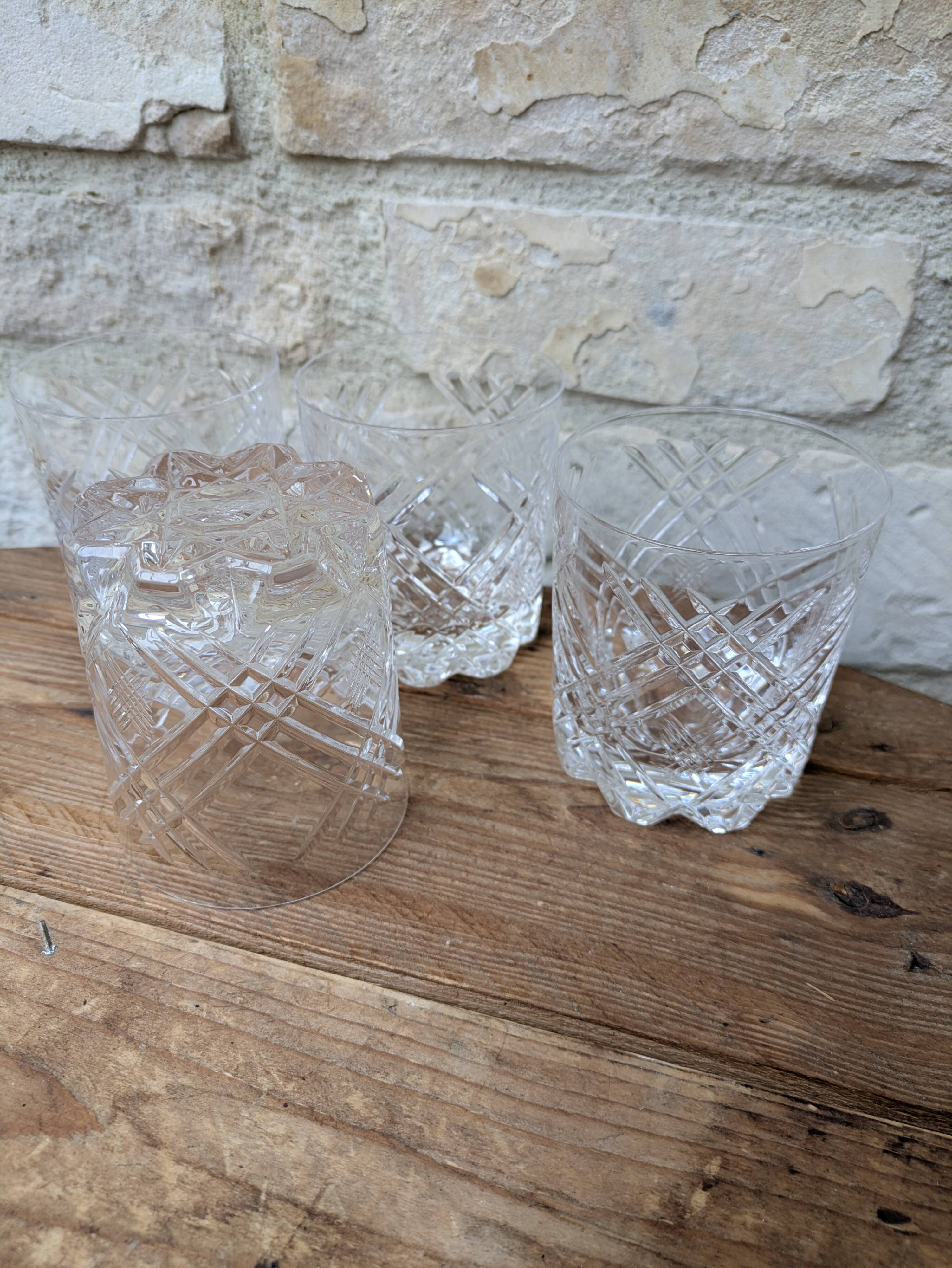 Set of 4 cut crystal whisky glasses from Cristal de Vannes