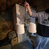 Ceiling lamp in wood and wrought iron vintage
