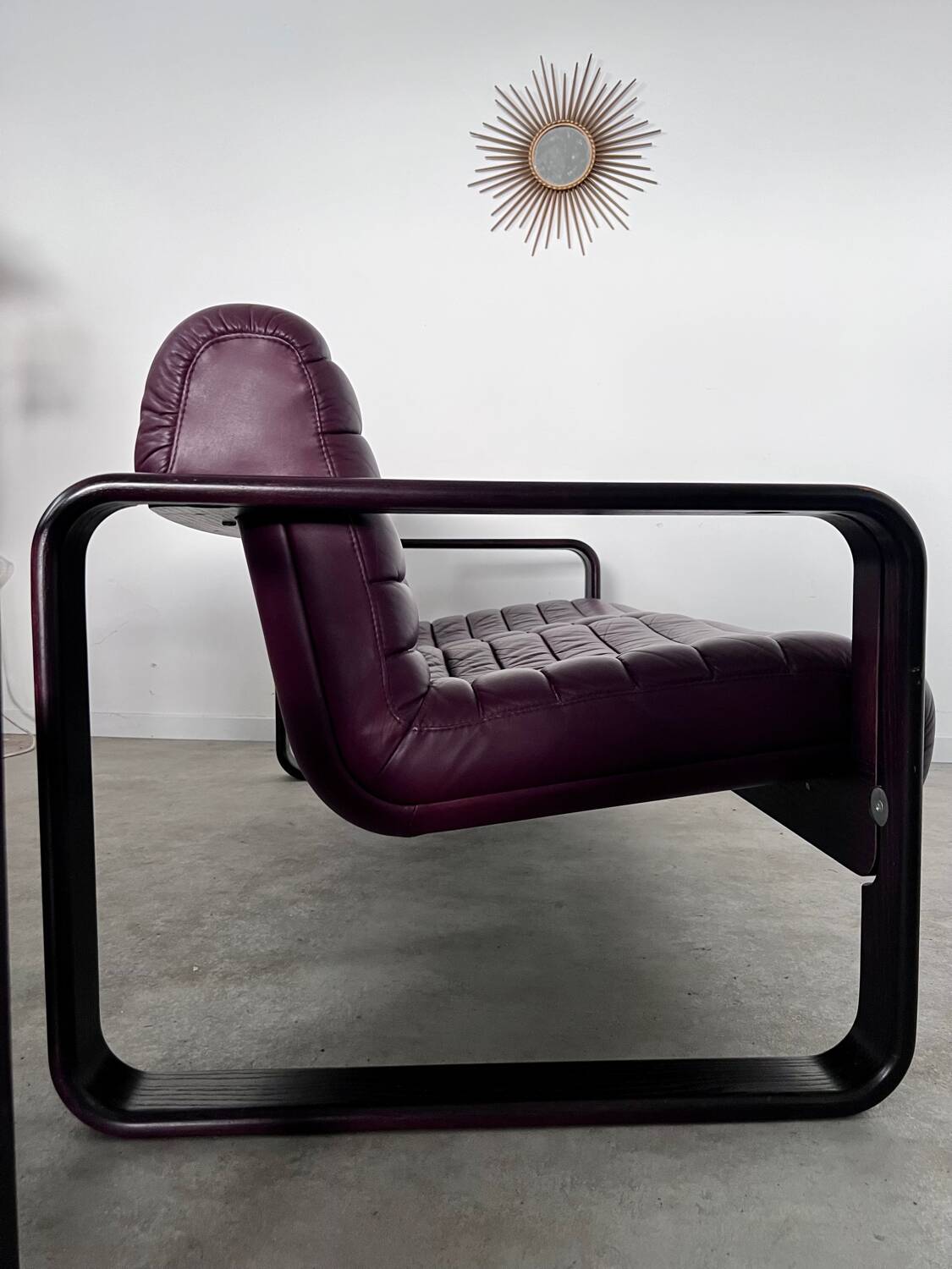 Sofa set and 2 vintage leather armchairs designed by Albert Stoll Giroflex 1970s