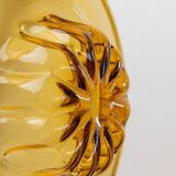 XL Amber Murano Glass Bowl with ribbed pattern, Italy 1920s – decorative fruit bowl, vintage glassware gift