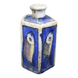 Antique Qajar Pottery Fish Vase Glazed Ceramic Hand Painted Antique Tea Bottle