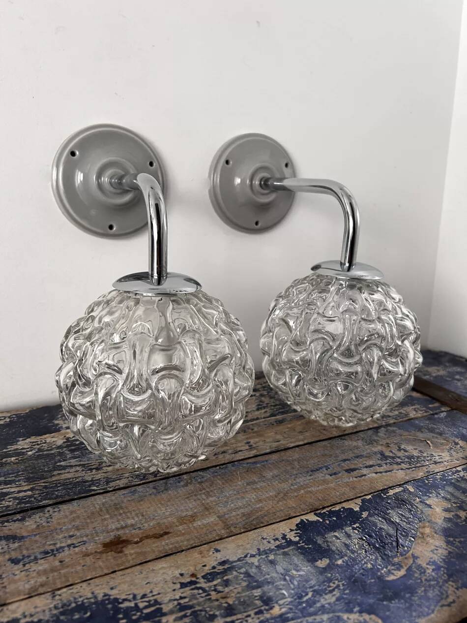 Pair of chrome wall lights