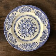 Set of 6 English flat plates, in ironstone ceramic, flower patterns