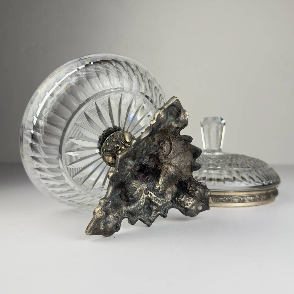 Antique glass bowl with a bronze base, Italy, 1920s