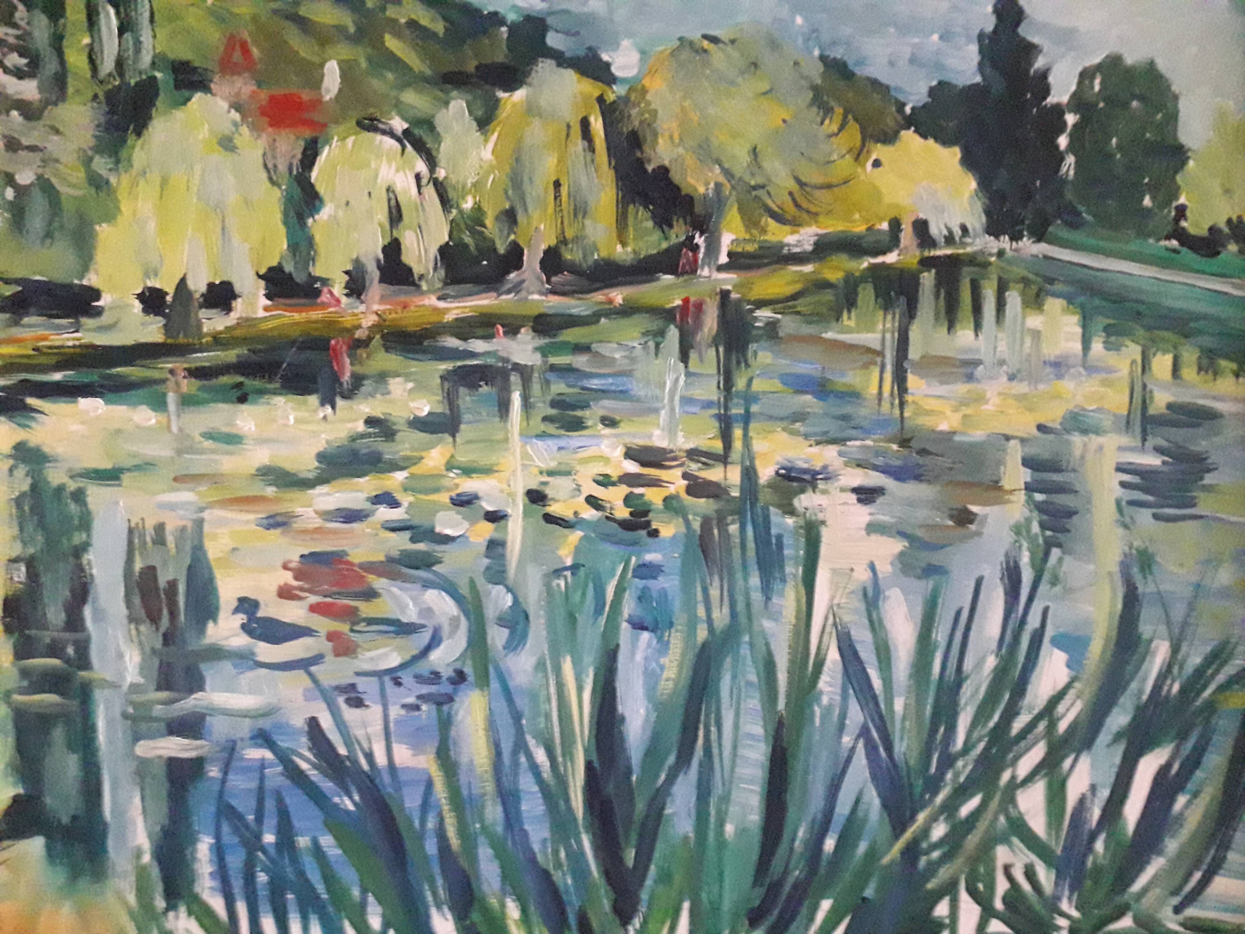 Landscape oil painting of Ville d'Avray