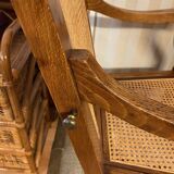 Louis philippe style barber chair in beech with cane seat and backrest
