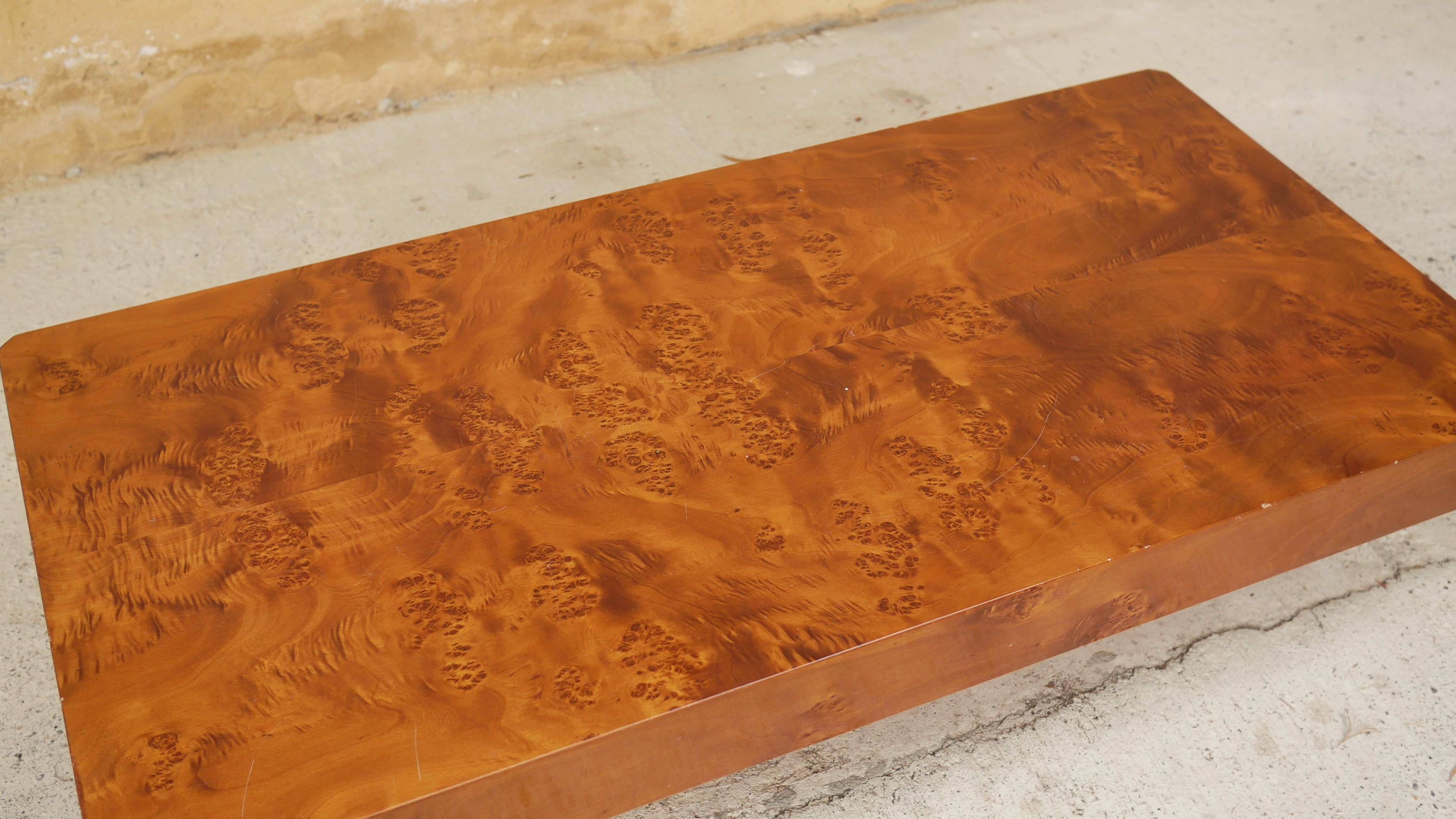 Vintage coffee table in elm magnifying glass