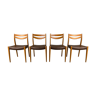 Lot de 4 chaises scandinaves danoises en teck & simili-cuir 1960