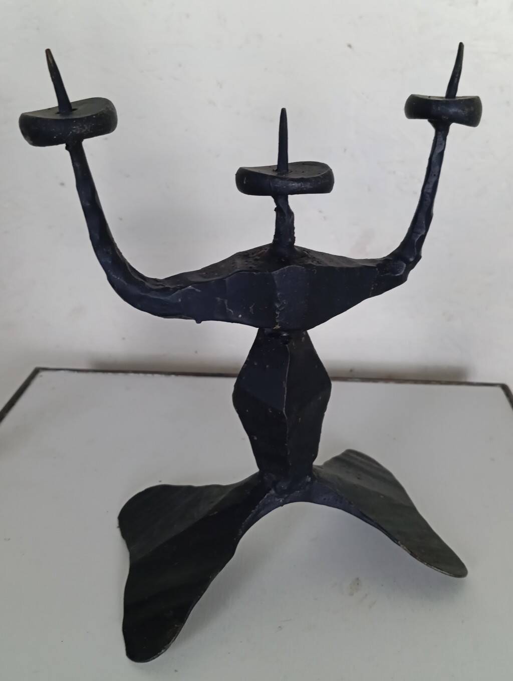 Shabbat candlestick by David Palombo in forged metal