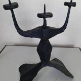 Shabbat candlestick by David Palombo in forged metal