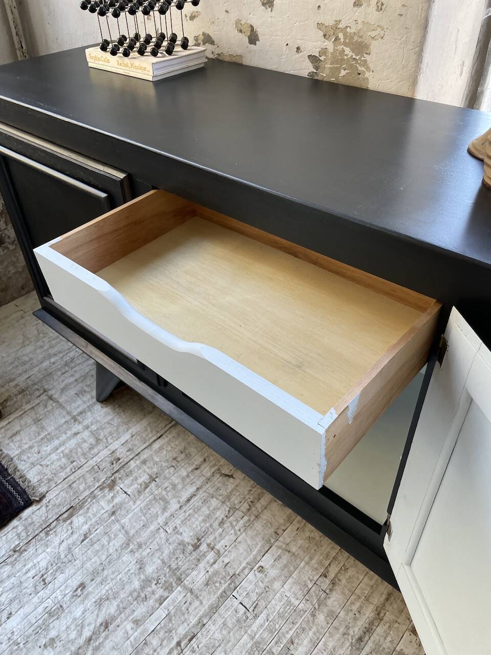60s brutalist black sideboard