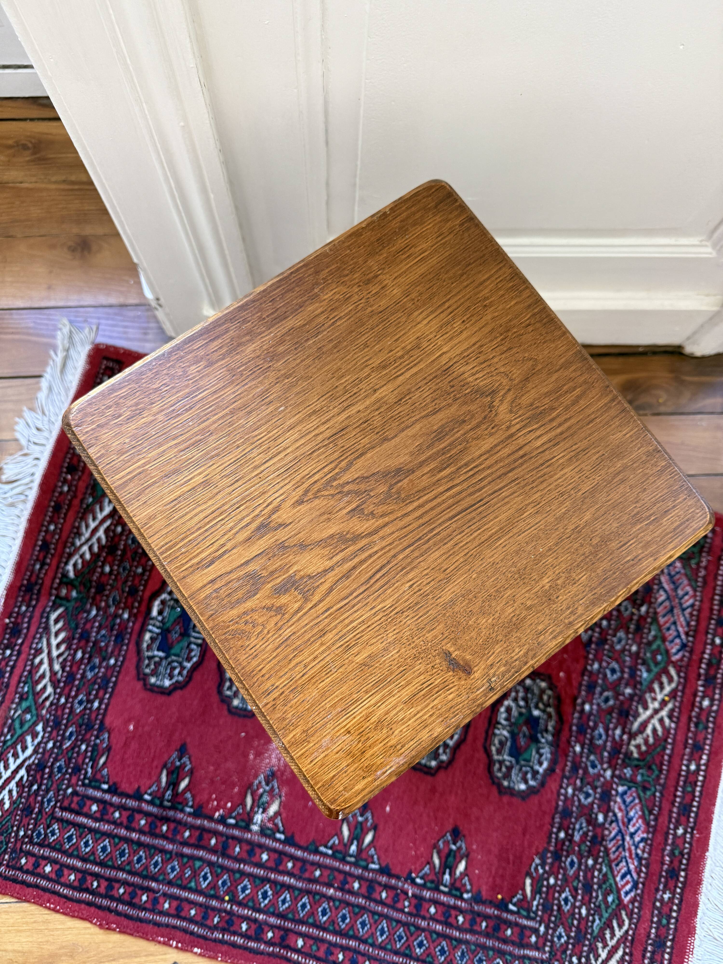 Brutalist wooden stool