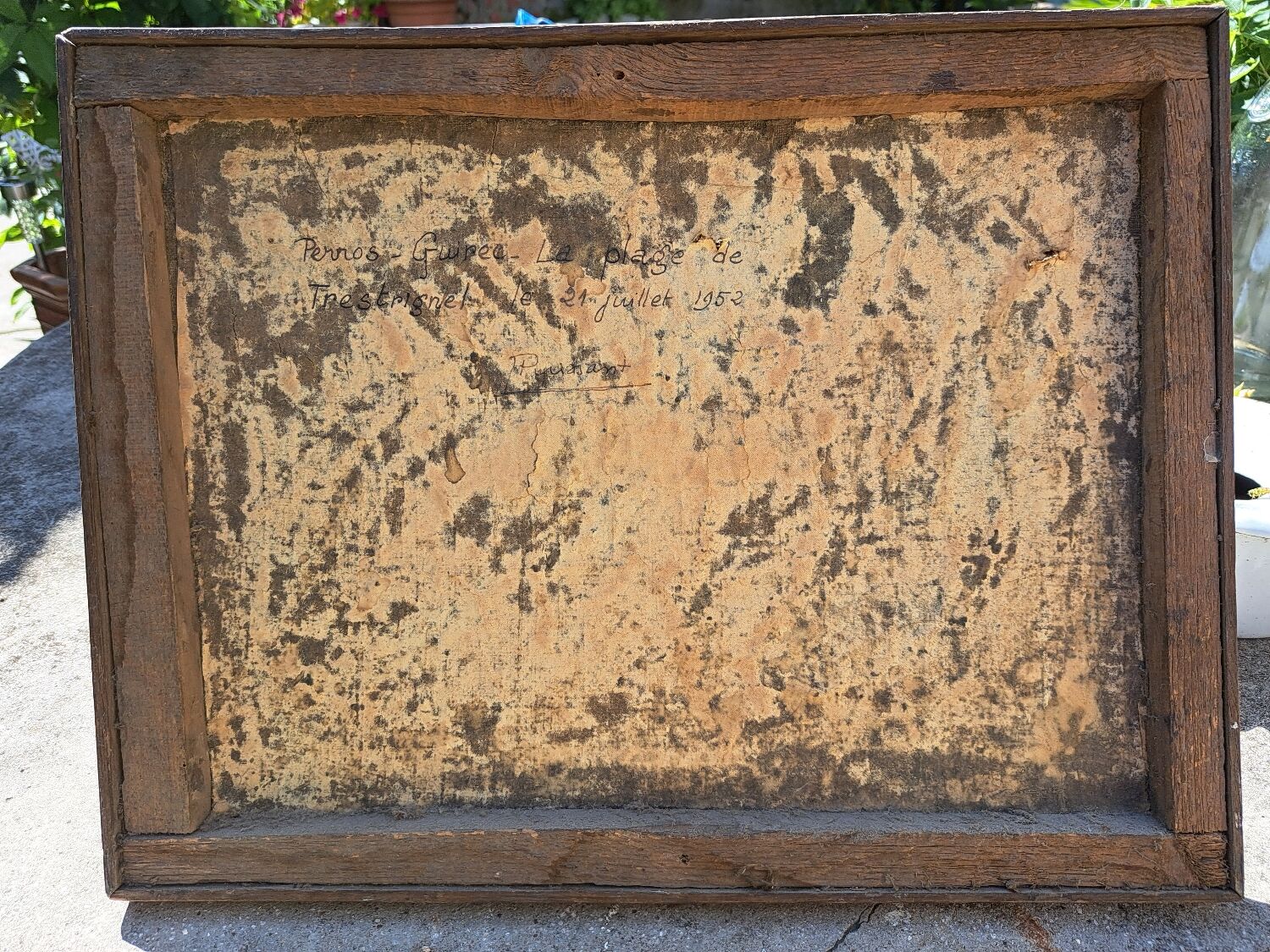 Old beach painting Perros Guirec 1952