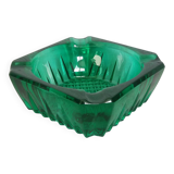 Emerald green glass ashtray, Arques crystal glassware.